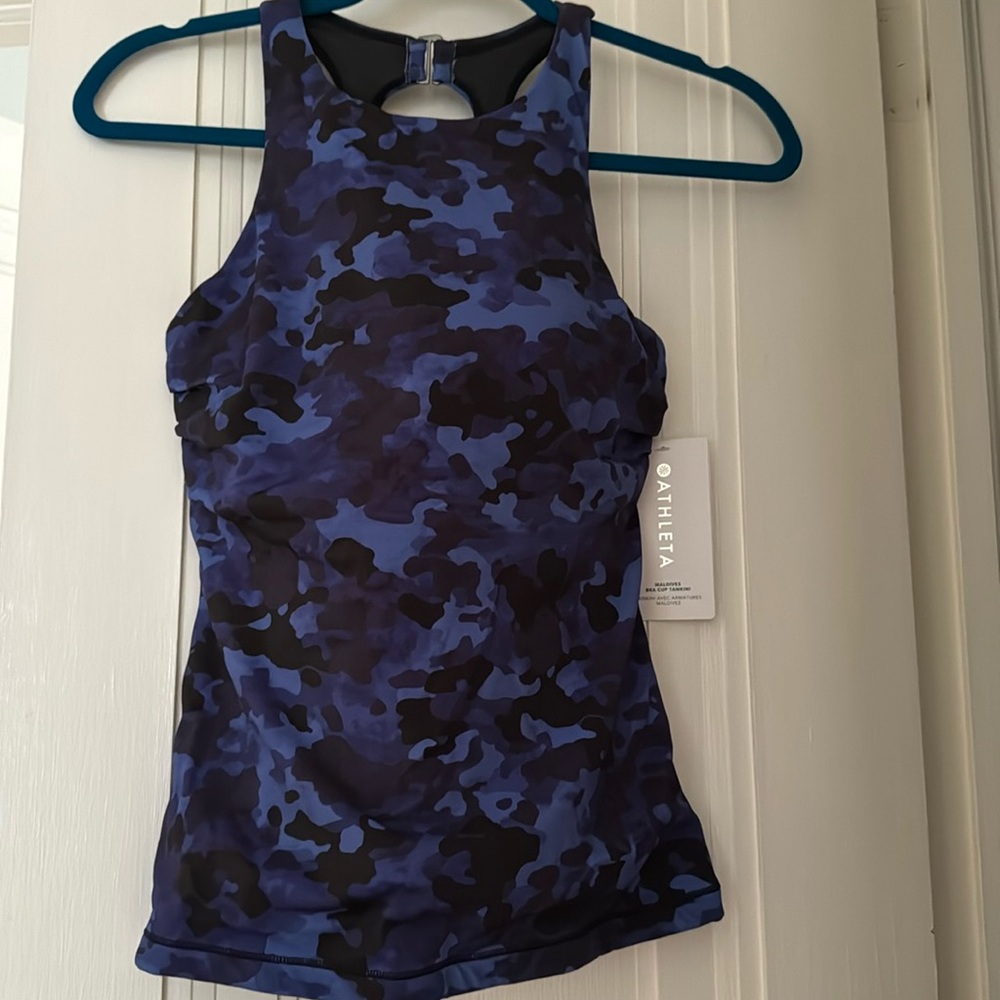 Athleta Maldives Bra Cup Tankini in navy camo